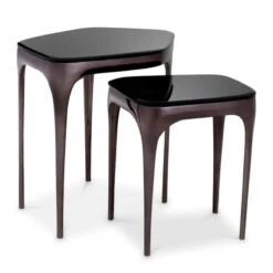 Eichholtz Deacon Black Nickel Set Of 2 Side Tables