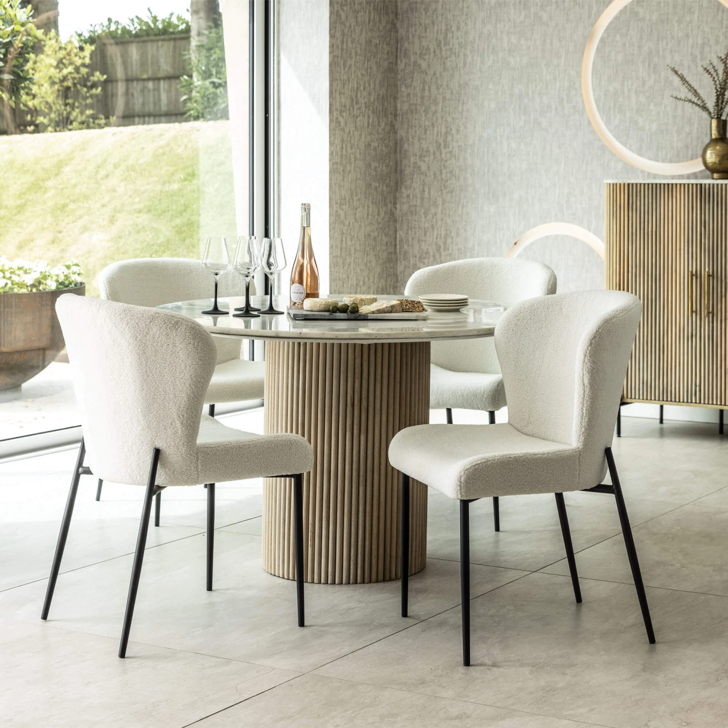 Rochelle 120cm Round Mango Wood & Marble Dining Table 5 Rochelle 120cm Round Mango Wood & Marble Dining Table - Image 3