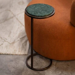 Libra Iota Green Marble Accent Side Table