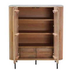 Rochelle Mango Wood & Marble 2 Door Highboard -Housing Units Shop 5a9c4e8c4812e1ac8264622a6c346be0