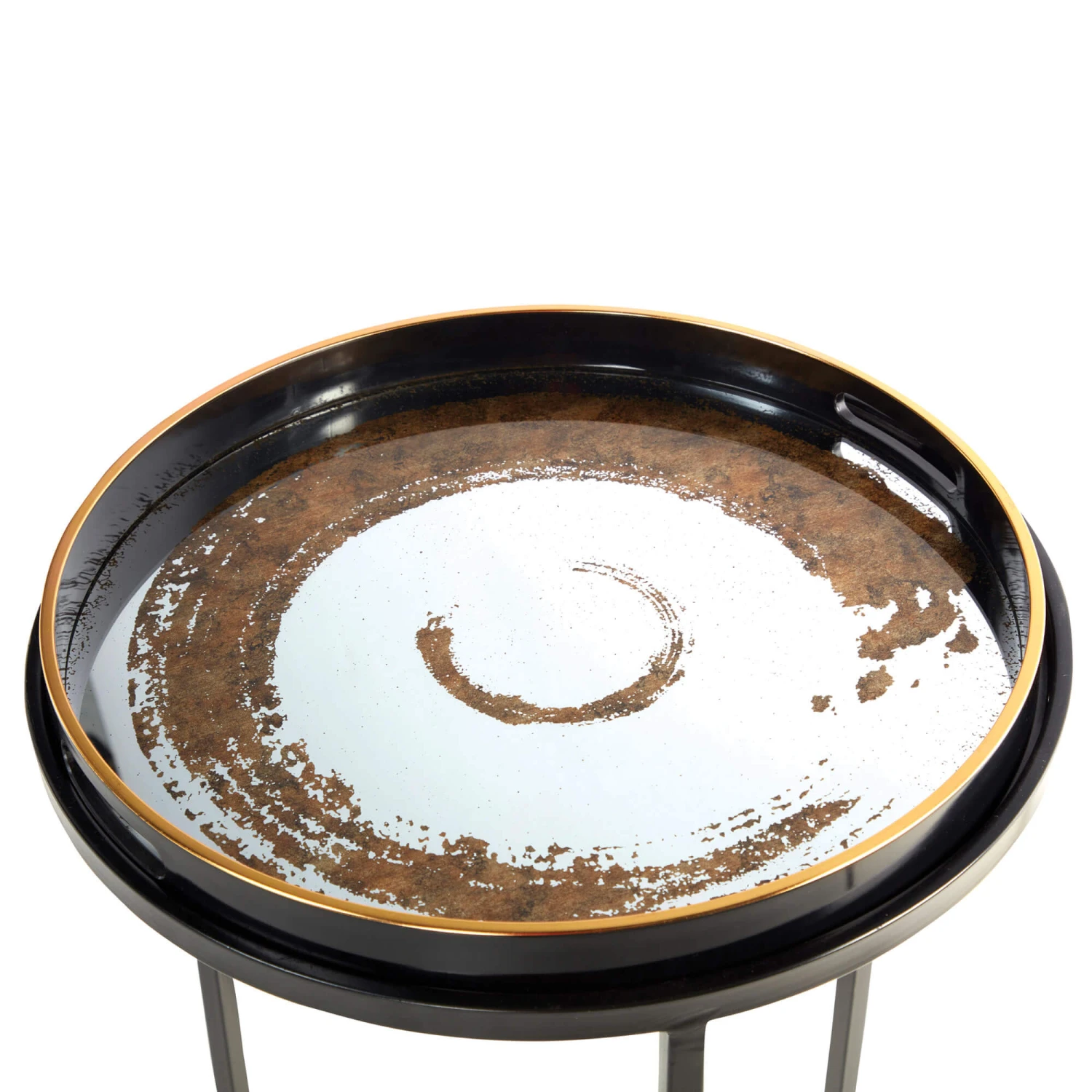 Libra Nero Black & Gold Swirl Mirrored Nest Of 2 Tables 7 Libra Nero Black & Gold Swirl Mirrored Nest Of 2 Tables - Image 5