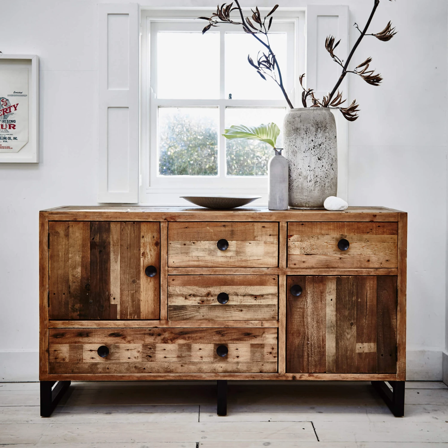 Malmo Reclaimed Timber Large 2 Door 4 Drawer Sideboard 3 Malmo Reclaimed Timber Large 2 Door 4 Drawer Sideboard