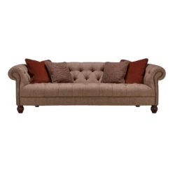 Tetrad Caledonian Brown Tweed Herringbone Fabric Midi Sofa