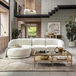 Aarhus Off White Textured Fabric 3 Seater Left Hand Chaise Sofa