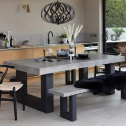 Ingrid Concrete-Effect 160cm Dining Bench -Housing Units Shop 63ed1737ead007bd6d741fce0632fffe