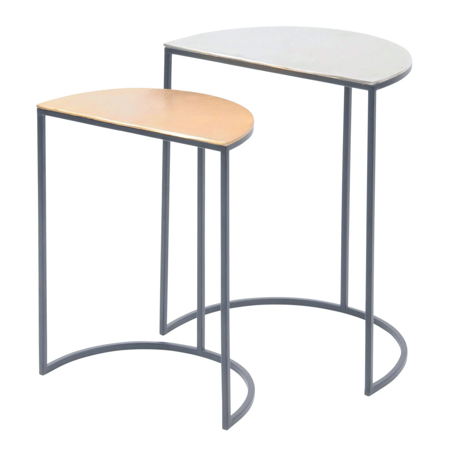 Libra Starburst Silver & Gold Nest Of 2 Semi-Circle Side Tables 5 Libra Starburst Silver & Gold Nest Of 2 Semi-Circle Side Tables - Image 3