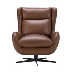 Emilio Tan Brown Leather Swivel Chair