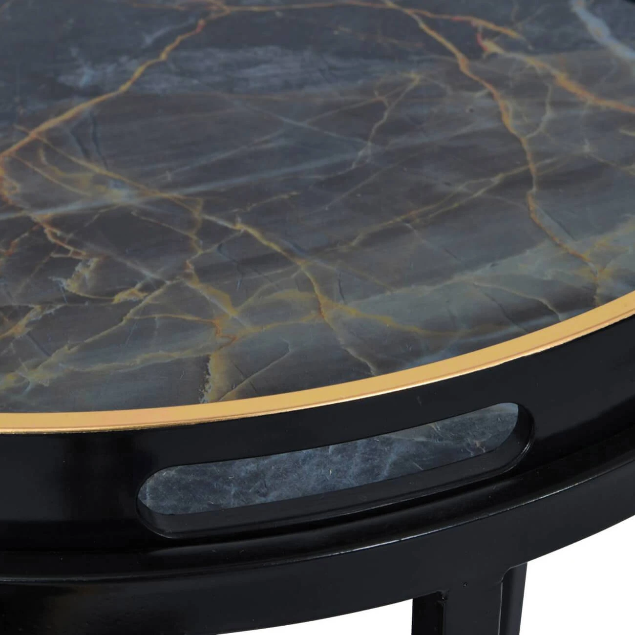 Vesuvius Nest Of 2 Black & Gold Marble Effect Side Tables 5 Vesuvius Nest Of 2 Black & Gold Marble Effect Side Tables - Image 3