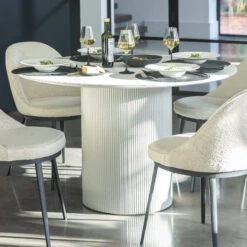 Irina White Marble Effect 119.5cm Round Dining Table