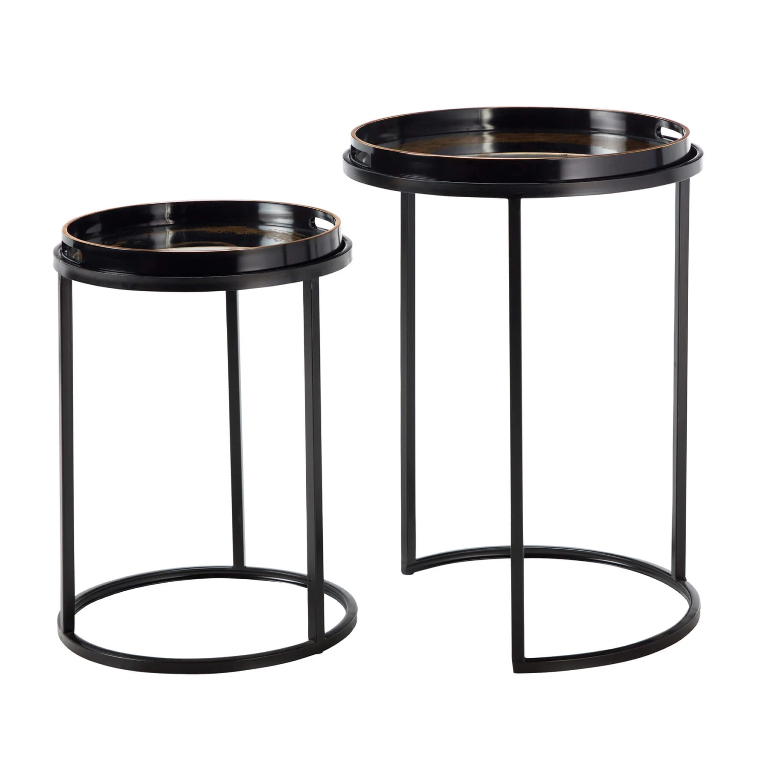 Libra Nero Black & Gold Swirl Mirrored Nest Of 2 Tables 6 Libra Nero Black & Gold Swirl Mirrored Nest Of 2 Tables - Image 4