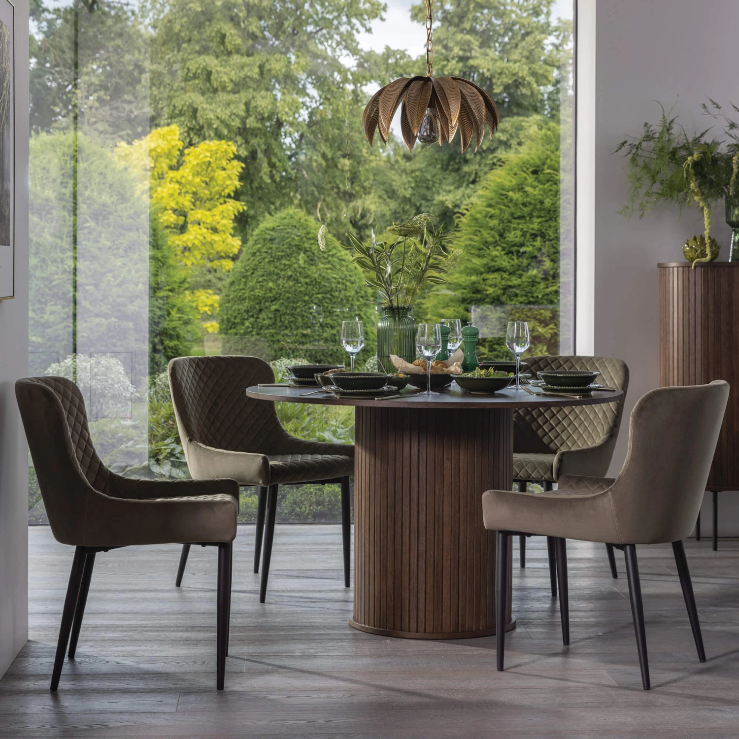 Annika Smoked Oak Slatted 120cm Round Dining Table 16 Annika Smoked Oak Slatted 120cm Round Dining Table - Image 14