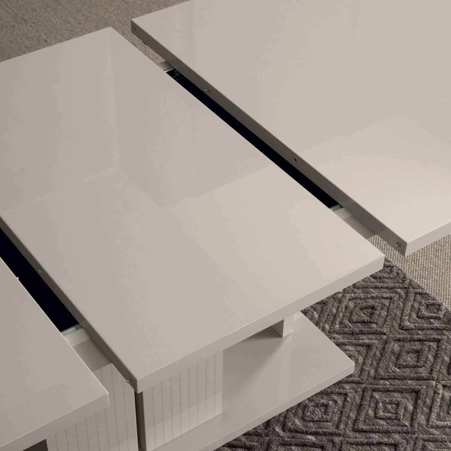 Caren High Gloss Pearl Line 160cm Extending Dining Table 6 Caren High Gloss Pearl Line 160cm Extending Dining Table - Image 4