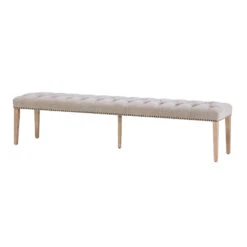 Jacob 200cm Greige Fabric Straight Dining Bench