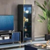 Celeste High Gloss Cobalt Blue Right Hand Curio Display Cabinet -Housing Units Shop 6a783c0ec79db3669e755daa25eb7c94