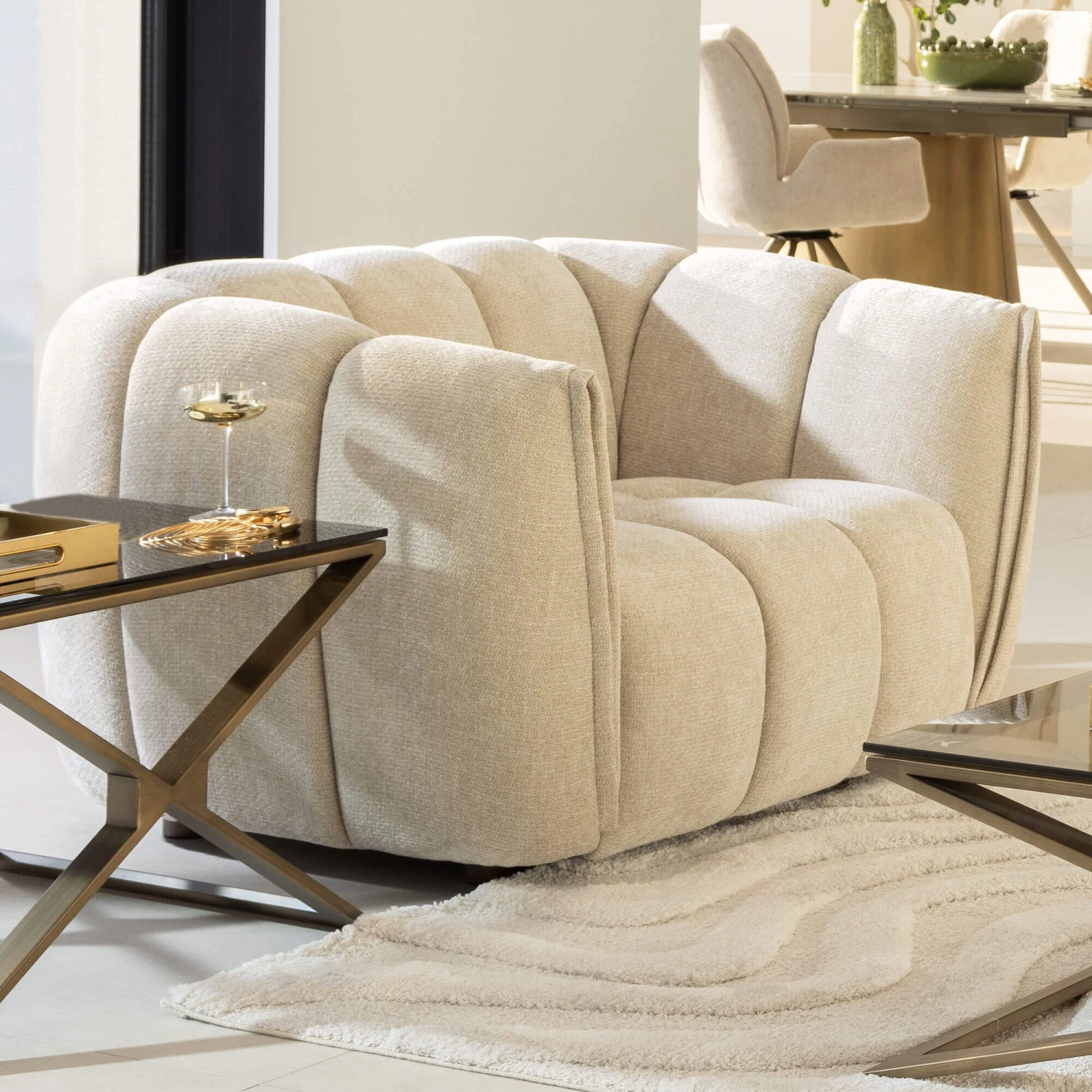 Claudia Cream Fabric Armchair 11 Claudia Cream Fabric Armchair - Image 9