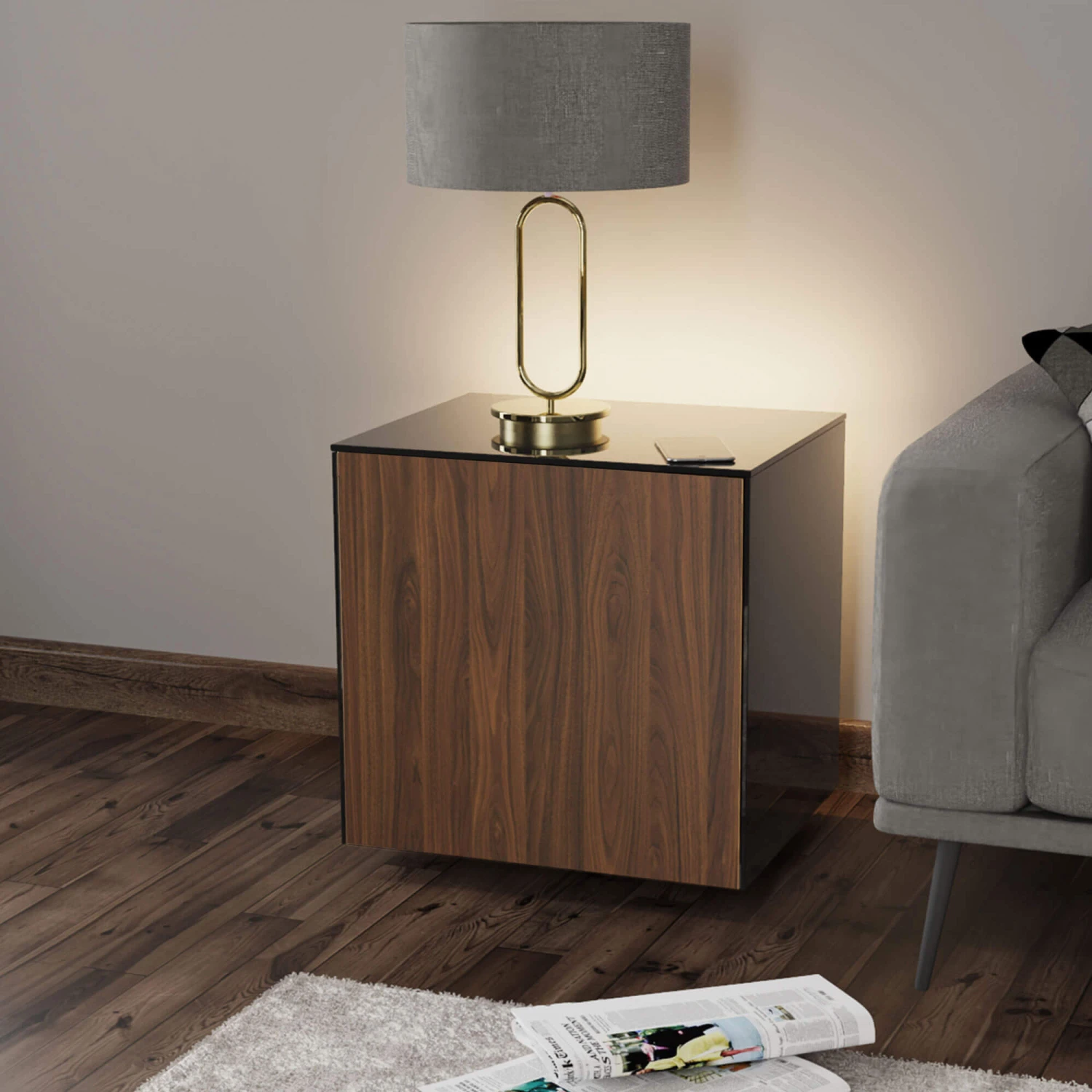 Frank Olsen Intelligent Black Gloss & Walnut Side Table 3 Frank Olsen Intelligent Black Gloss & Walnut Side Table