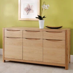 Stockholm Light Oak 3 Door 3 Drawer Sideboard
