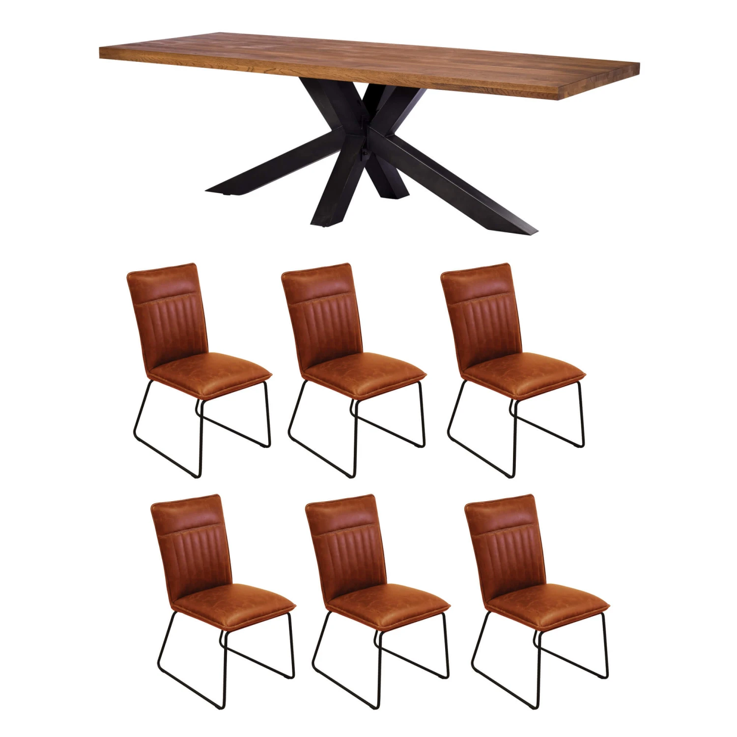 Harrington Oak 200cm Dining Table & 6 Clarence Tan Chairs 3 Harrington Oak 200cm Dining Table & 6 Clarence Tan Chairs