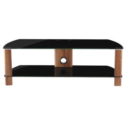 Coupe Walnut & Black Glass 120cm TV Unit