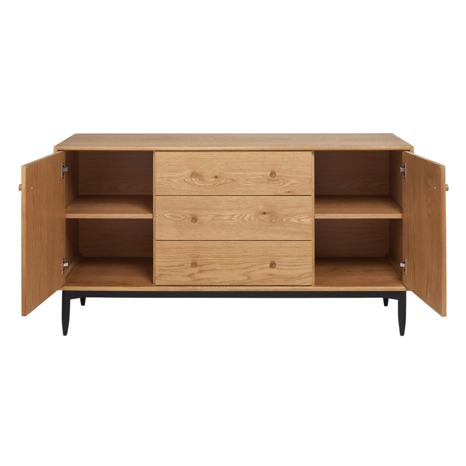 Ercol Monza Large Black Oak 2 Door 3 Drawer Sideboard 4 Ercol Monza Large Black Oak 2 Door 3 Drawer Sideboard - Image 2