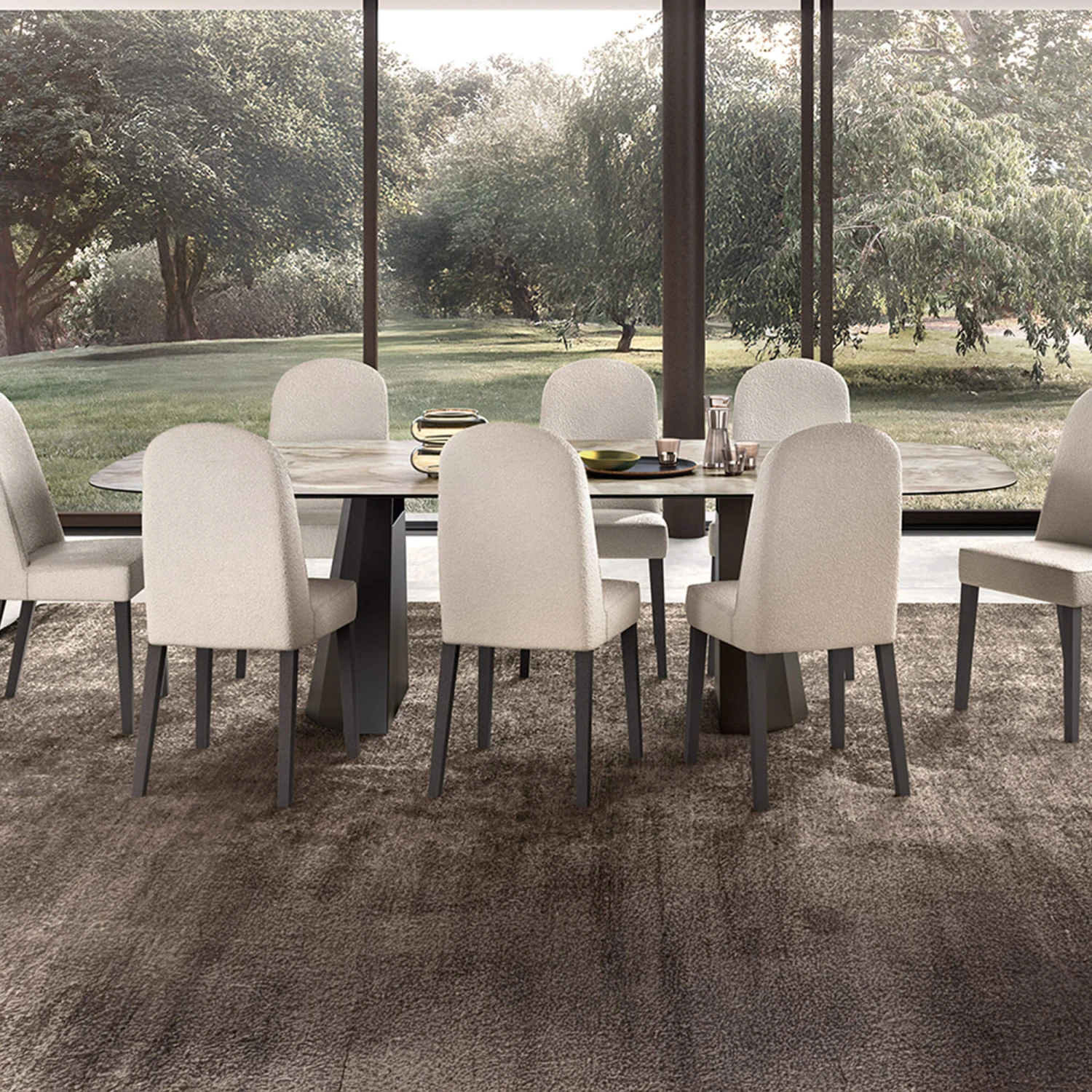 Santori Rounded 275cm Marble Effect Dining Table 3 Santori Rounded 275cm Marble Effect Dining Table