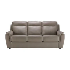 Mario Taupe Leather 3 Seater Sofa