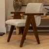 Viviana A-Line Wood & Natural Fabric Accent Chair -Housing Units Shop 7068977af107838dcd4871037aeaf3e2