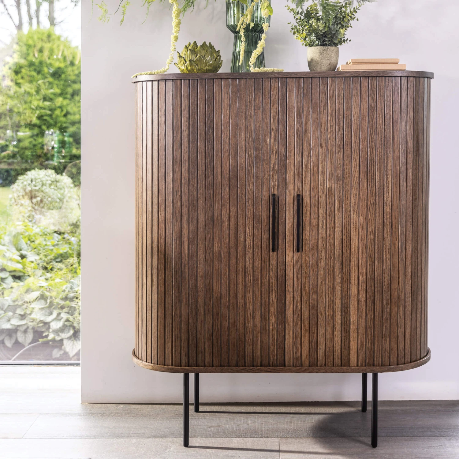 Annika Smoked Oak Slatted Sliding 2 Door Cabinet 3 Annika Smoked Oak Slatted Sliding 2 Door Cabinet