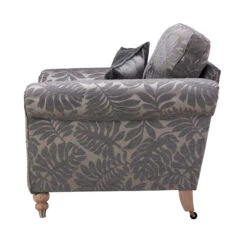Carolina Grey Leaf Patterned Fabric Snuggler Sofa -Housing Units Shop 76ecdbbab998c17a6f1ad5e02703140f