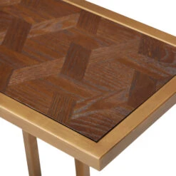 Olivia James Hemingway Mahogany Oak & Gold Side Table -Housing Units Shop 773356f7be10bcec94df9ed3698a963f