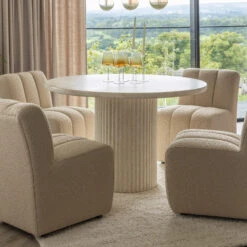 Albana 120cm Round Travertine Effect Dining Table -Housing Units Shop 776047616027269ea9025f9734e54d32