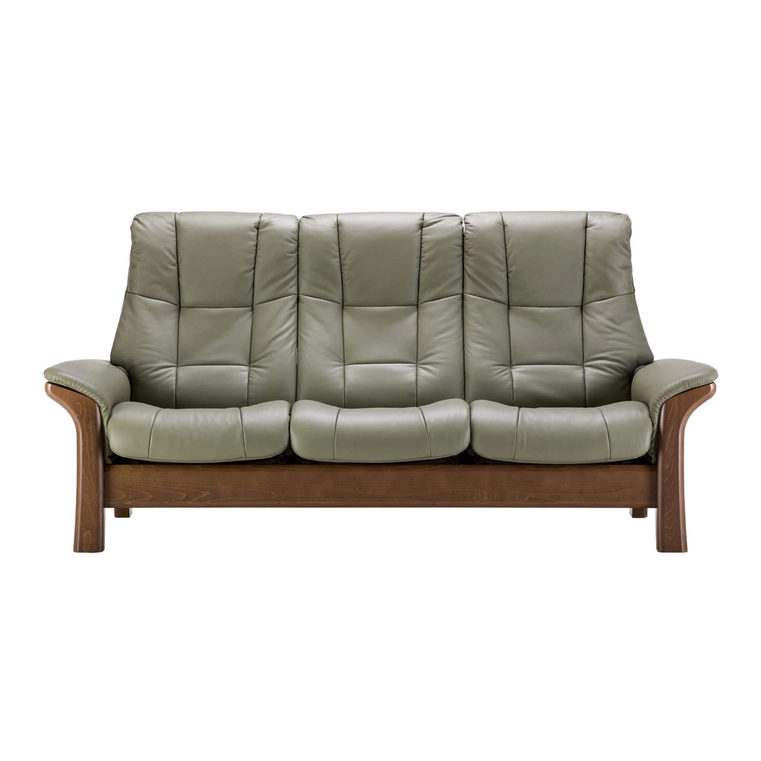 Stressless Windsor High-Back 3 Seater Recliner Sofa In Paloma Shadow Green & Walnut 3 Stressless Windsor High-Back 3 Seater Recliner Sofa In Paloma Shadow Green & Walnut