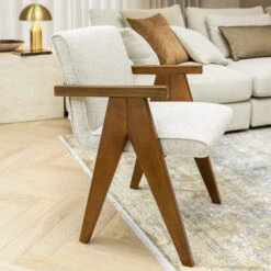 Viviana A-Line Wood & Natural Fabric Accent Chair -Housing Units Shop 7b35497d40da671b8c44d057907b9288