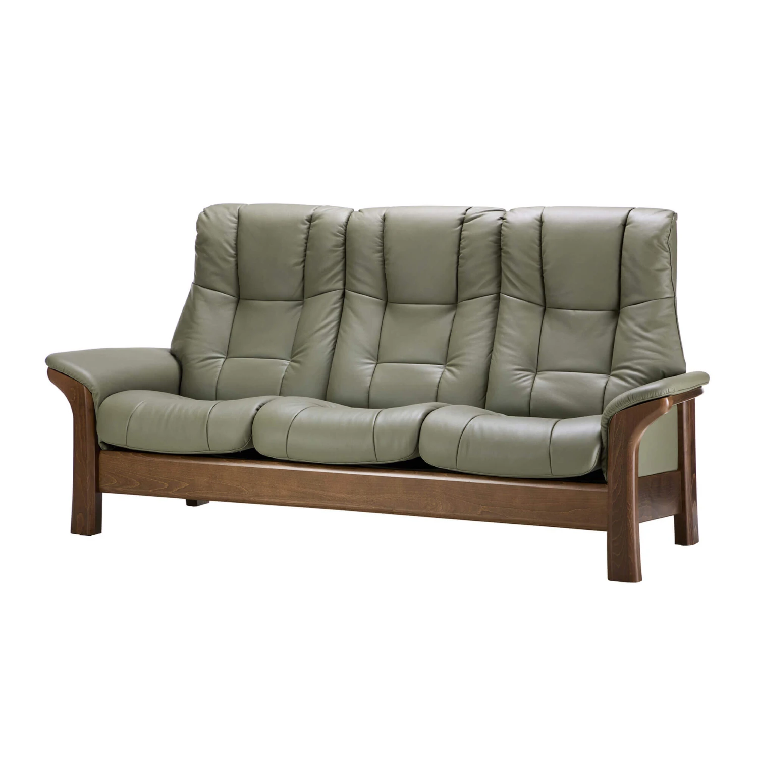 Stressless Windsor High-Back 3 Seater Recliner Sofa In Paloma Shadow Green & Walnut 4 Stressless Windsor High-Back 3 Seater Recliner Sofa In Paloma Shadow Green & Walnut - Image 2