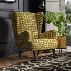 Orla Kiely Alma Sixties Stem Fawn Patterned Fabric Accent Armchair