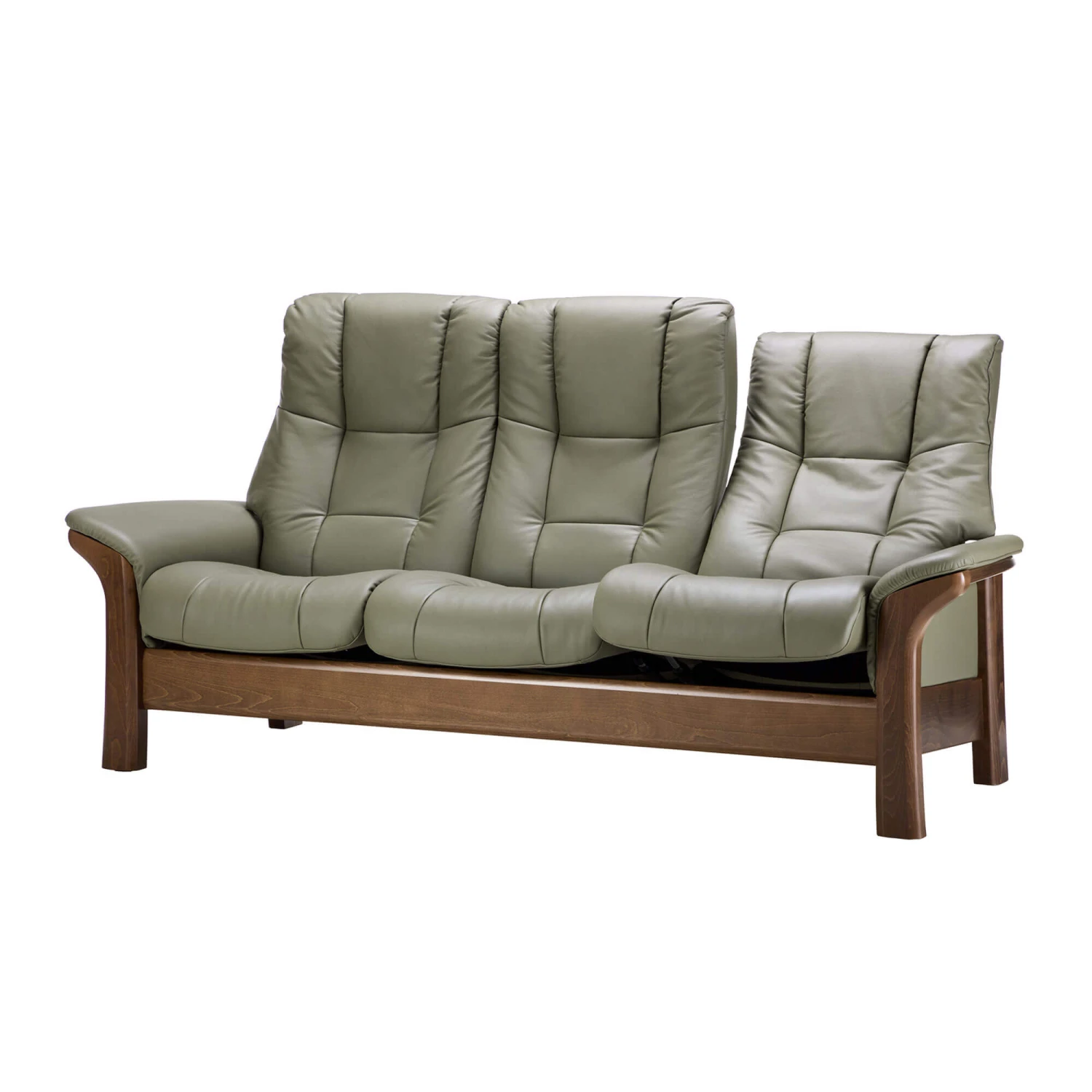 Stressless Windsor High-Back 3 Seater Recliner Sofa In Paloma Shadow Green & Walnut 5 Stressless Windsor High-Back 3 Seater Recliner Sofa In Paloma Shadow Green & Walnut - Image 3