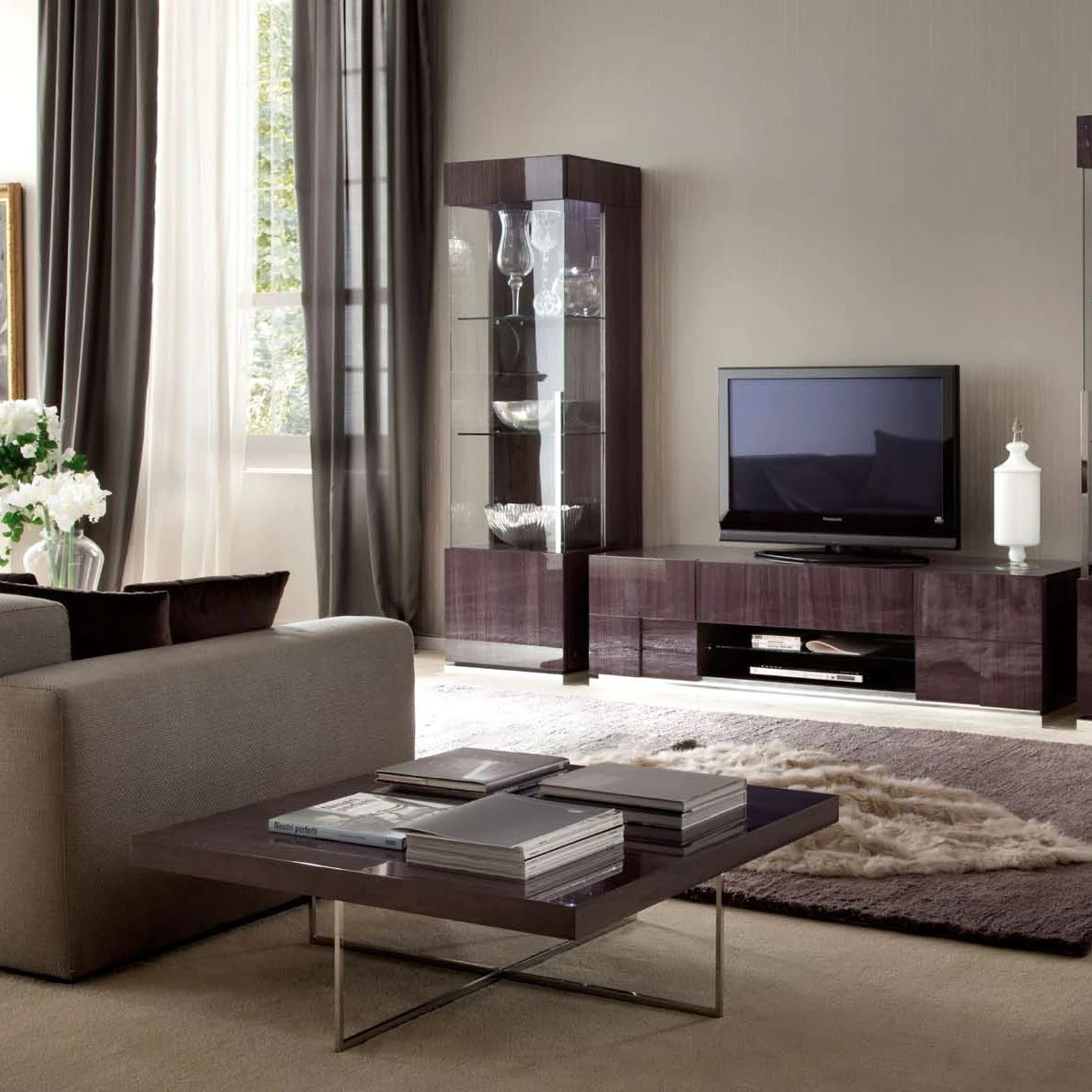 Monza Koto Grey High Gloss Left Hand Facing Single Door Vitrine 3 Monza Koto Grey High Gloss Left Hand Facing Single Door Vitrine