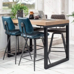 Kiara Dark Blue Counter Faux Leather Bar Chair -Housing Units Shop 81d4bf62a4f6e92394cd80d14c68b218