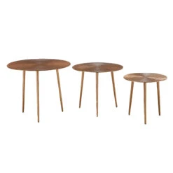 Tangiers Casted Aluminium And Brass Antique Nest Of Tables