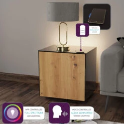 Frank Olsen Intelligent Black Gloss & Oak Side Table -Housing Units Shop 831eb18aecee6fcbd21d7cfb0d0a9f09