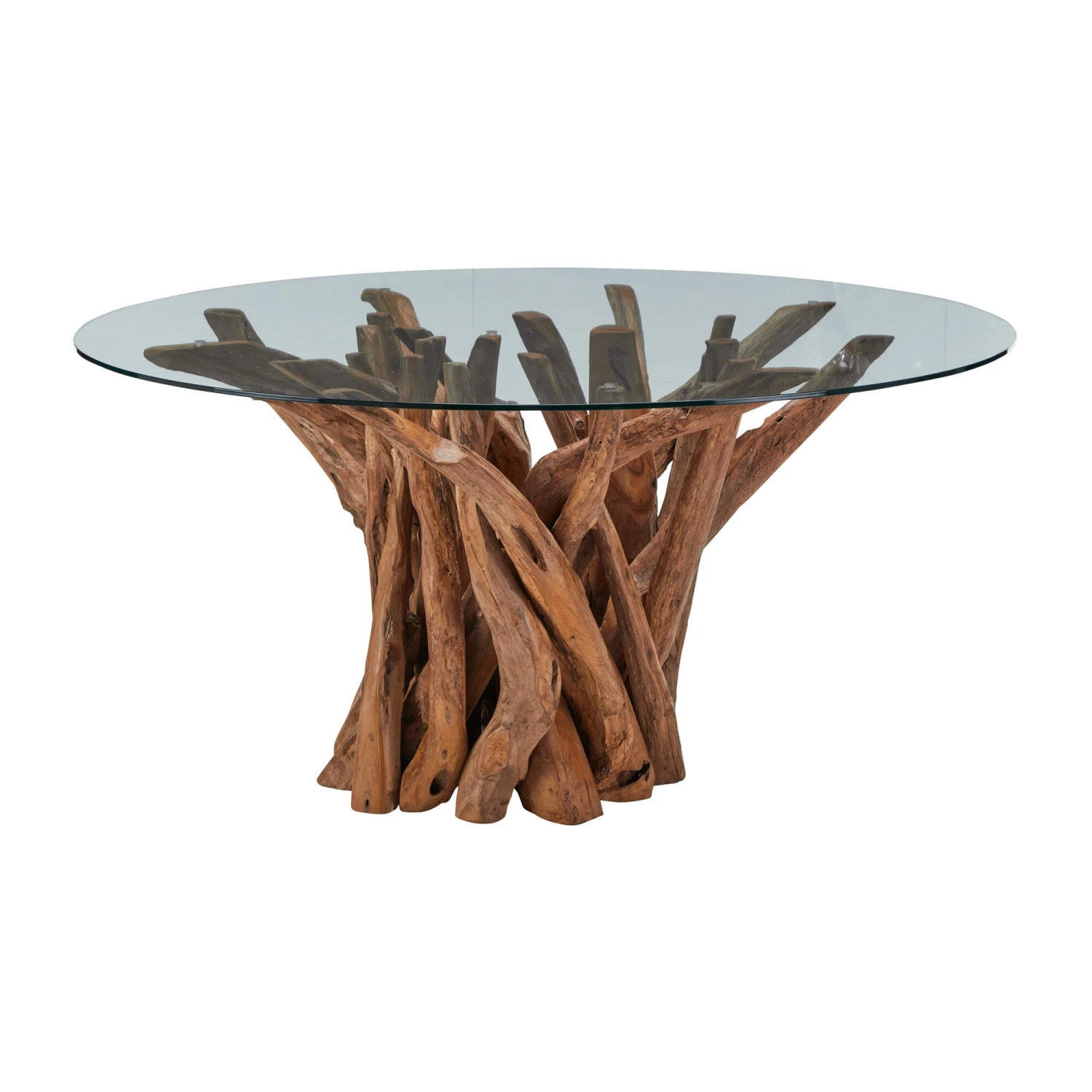 Java Teak 160cm Round Dining Table With 6 Toby Brown Faux Leather Dining Chairs 4 Java Teak 160cm Round Dining Table With 6 Toby Brown Faux Leather Dining Chairs - Image 2