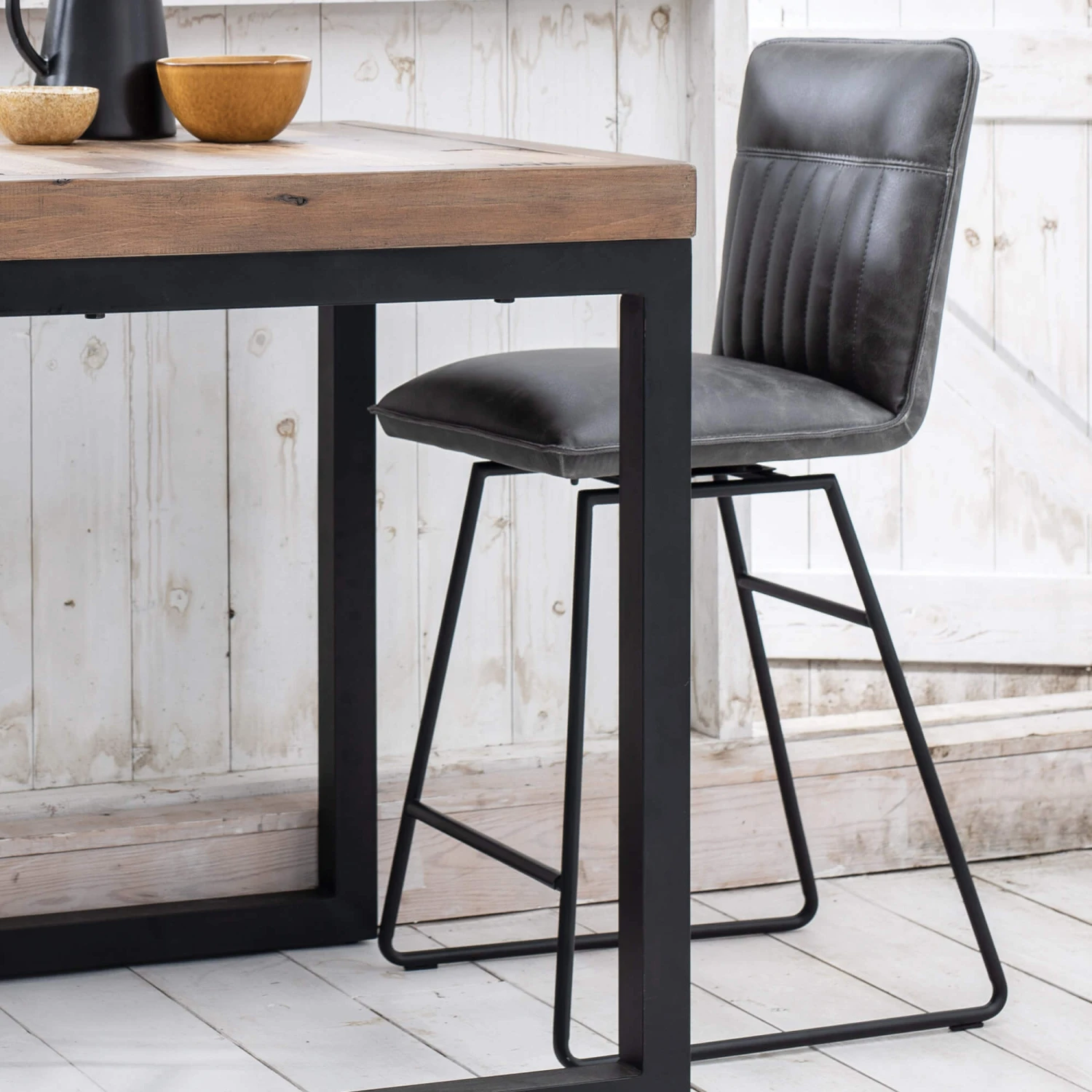 Clarence Grey Faux Leather Counter Bar Chair 2 Clarence Grey Faux Leather Counter Bar Chair