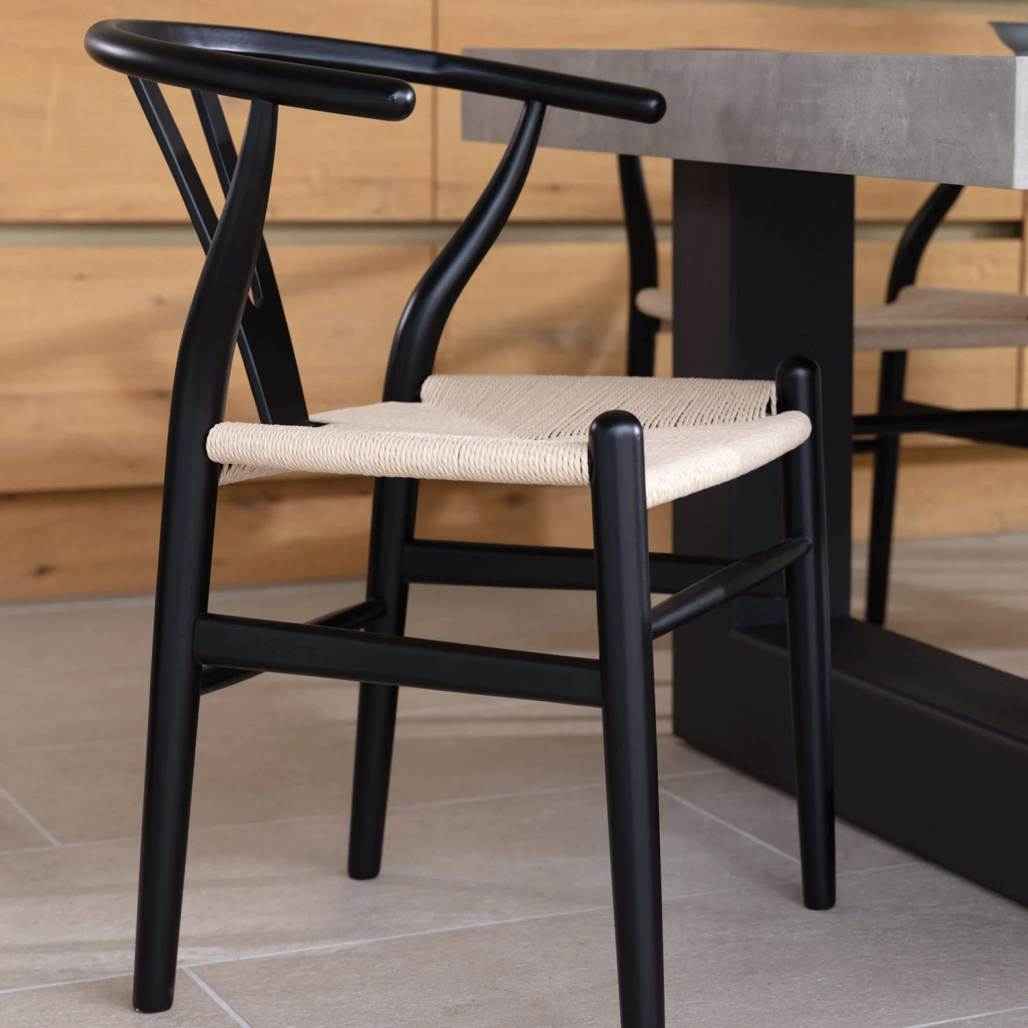 Ingrid Concrete-Effect 220cm Dining Table With Bench & 3 Larvik Black Wishbone Chairs 10 Ingrid Concrete-Effect 220cm Dining Table With Bench & 3 Larvik Black Wishbone Chairs - Image 8