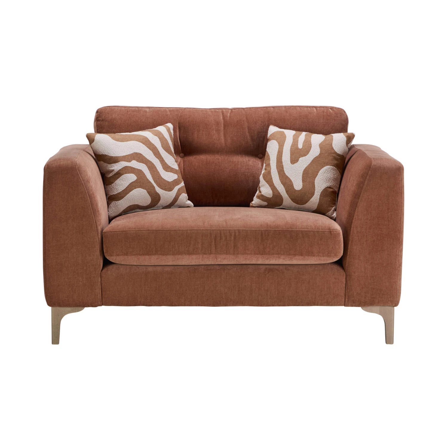 Miranda Dusky Apricot Fabric Cuddler Sofa 3 Miranda Dusky Apricot Fabric Cuddler Sofa