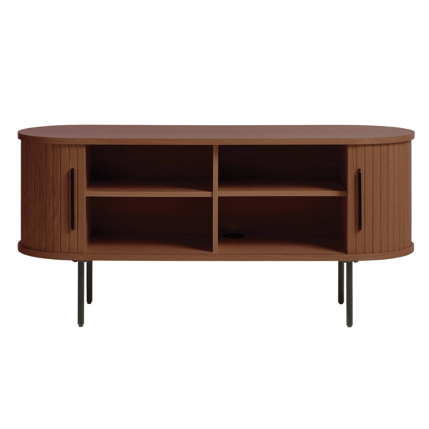 Annika Smoked Oak Slatted Sliding 2 Door TV Lowboard 7 Annika Smoked Oak Slatted Sliding 2 Door TV Lowboard - Image 5