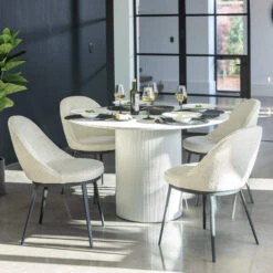 Irina White Marble Effect 119.5cm Round Dining Table -Housing Units Shop 8d6f3cb3f1b8954b24187e95b46e1199