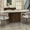 Posada Reeded Travertine Effect Dining Table