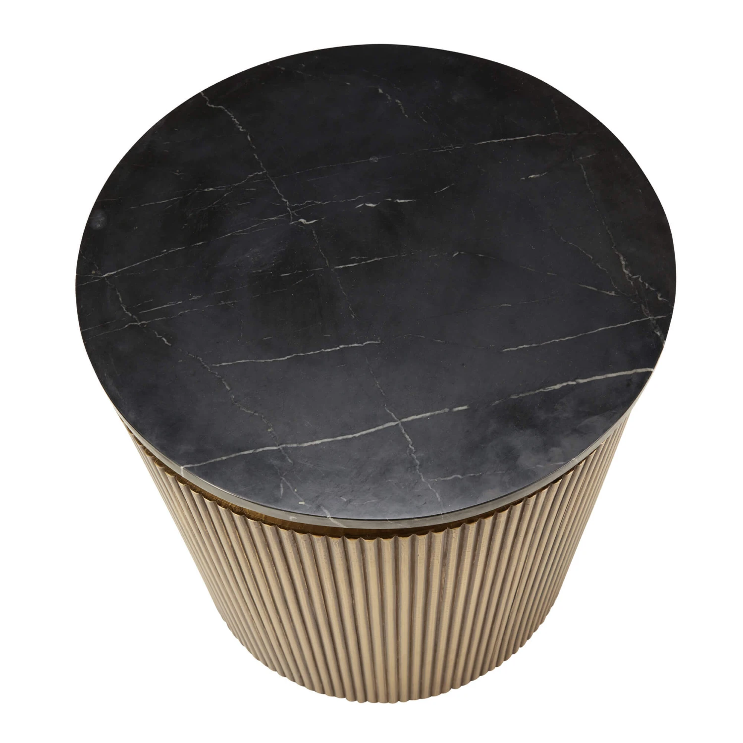 Ivette Round Gold & Black Marble End Table 6 Ivette Round Gold & Black Marble End Table - Image 4