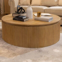 Linea Round Elm Wood Coffee Table