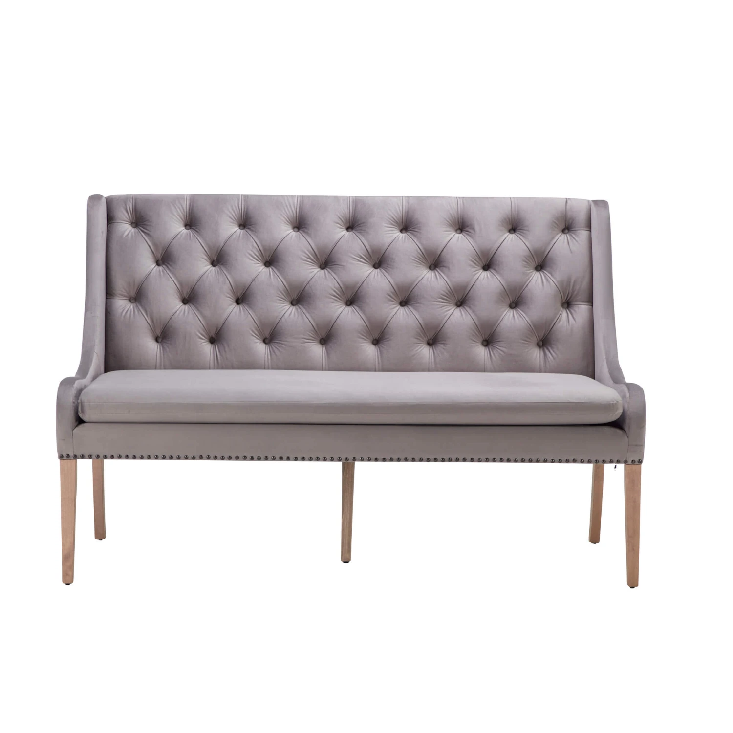 Jacob 160cm Light Grey Velvet Button Back Bench 5 Jacob 160cm Light Grey Velvet Button Back Bench - Image 3
